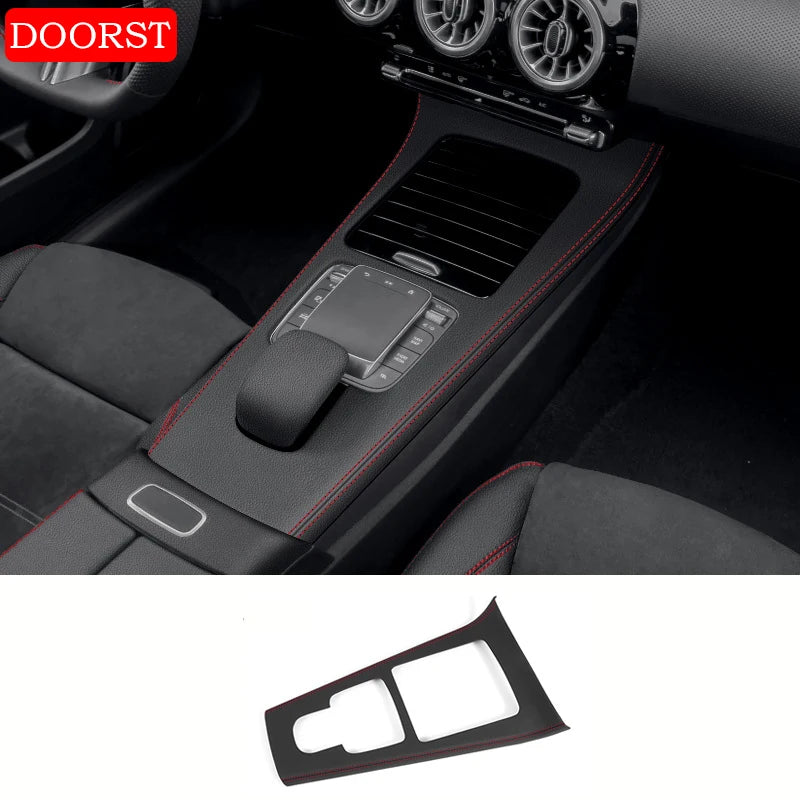 Car Center Console Leather Style Panel Cover Trim Panel Frame Interior Acccessories For Mercedes Benz A CLA Class W177 C118 AMG
