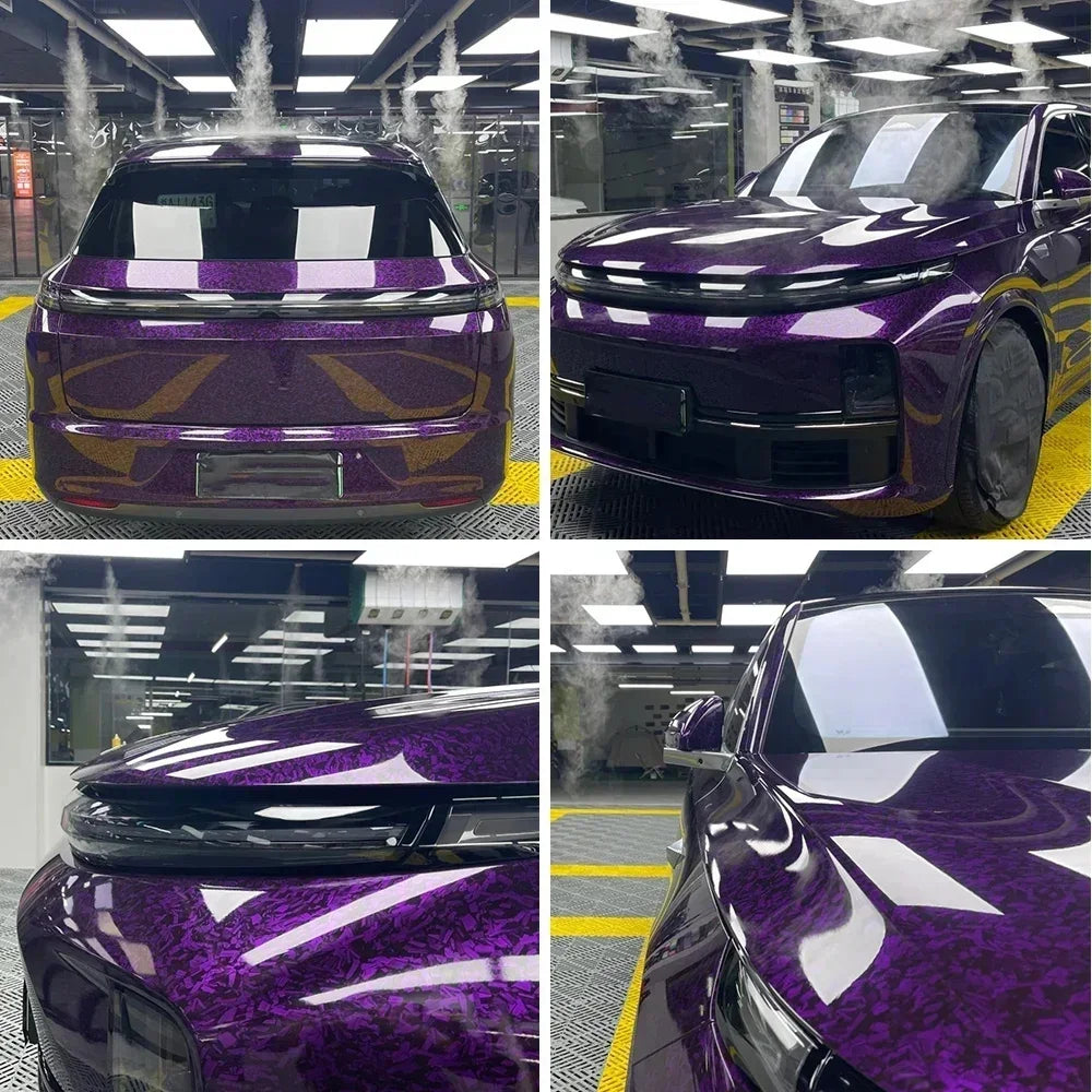 Glossy Laser Forged Carbon Fiber Vinyl Wrap Self Adhesive Car Sticker Waterproof Auto Glossy Vinyl Carbon Film for Car Decal