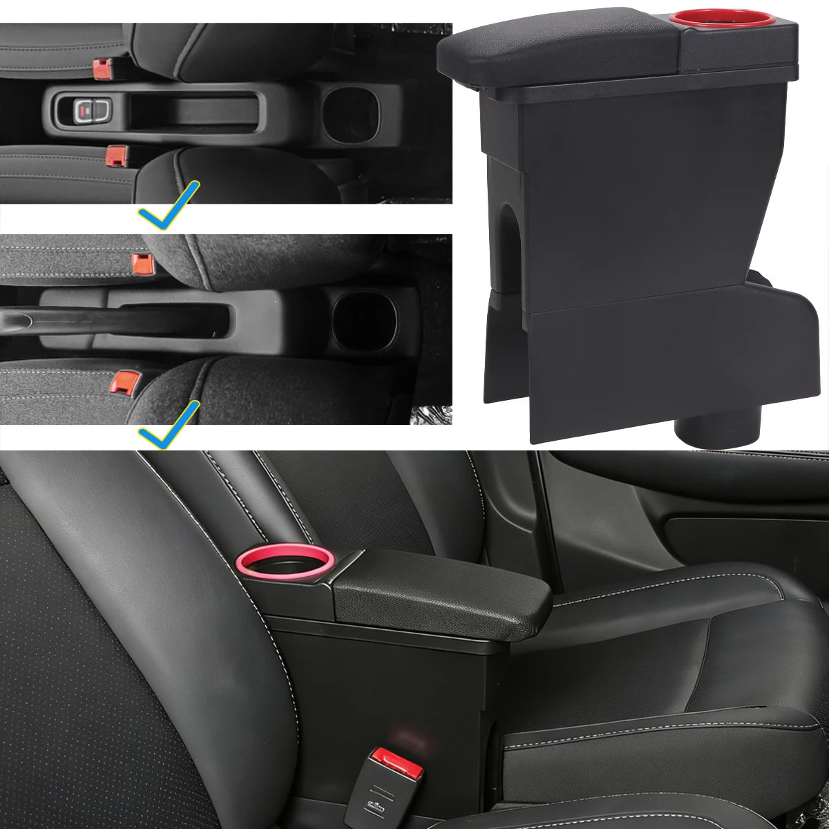 Boîte d'accoudoir pour Leapmotor T03 Boîte d'accoudoir de voiture Leapmotor T03 2021-2026 Support de tasse d'eau de rangement central Pièces d'accessoires de voiture