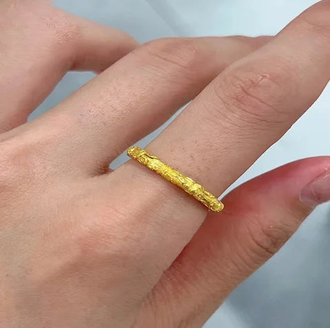 3d hard gold rings 24k pure gold finger rings gold flower ring big size 10.5 wedding jewelry
