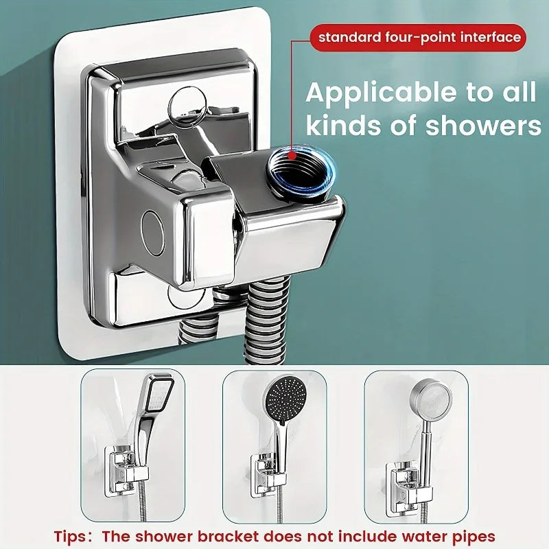 1pc Universal Shower Head Holder, ABS Wall Mount Bracket with Adhesive Stick for Bathroom