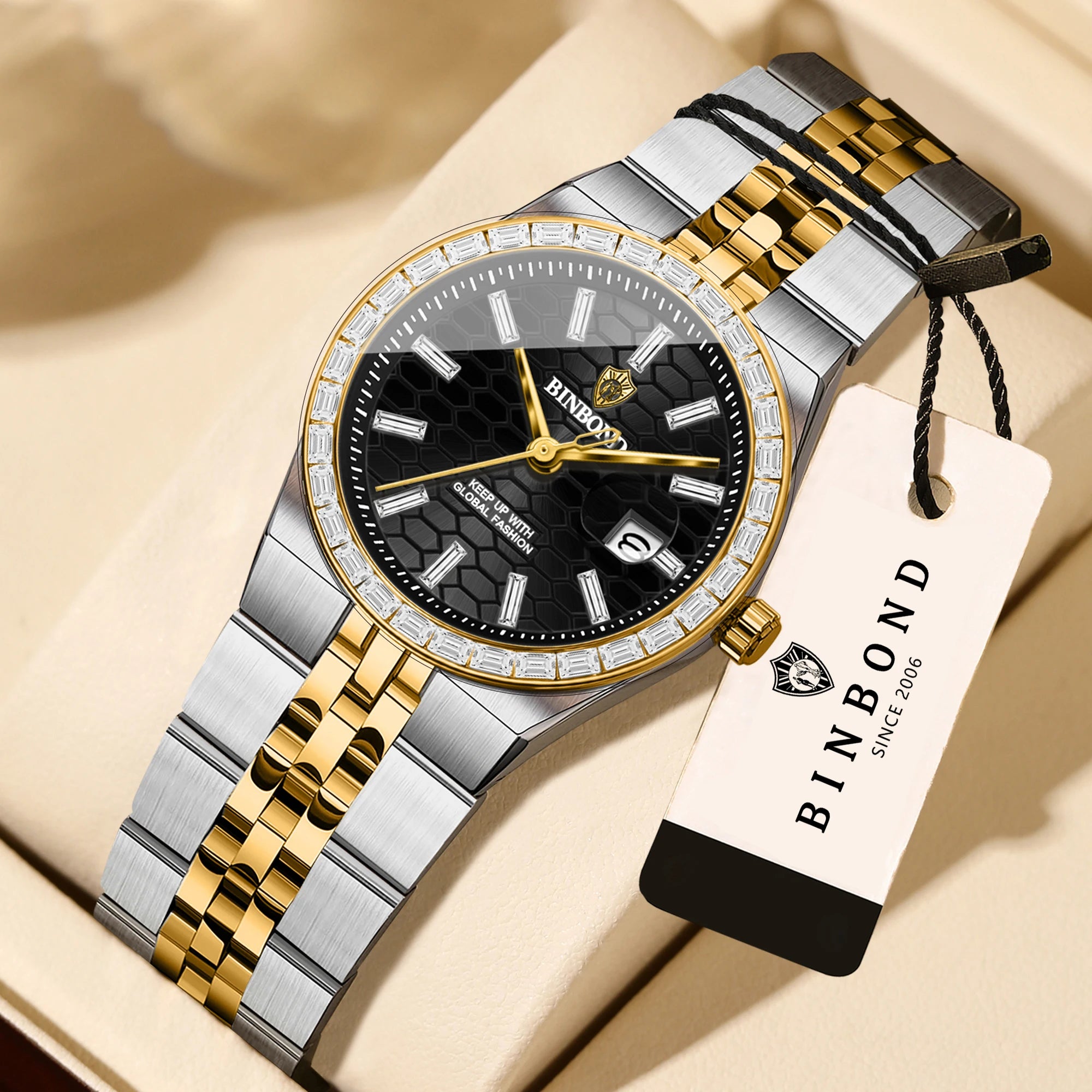 BINBOND Waterproof Sturdy Auto Date Women's Watches Fashion Reloj Ladies Casual Accurate Quartz Wristwatches For Women Luxury
