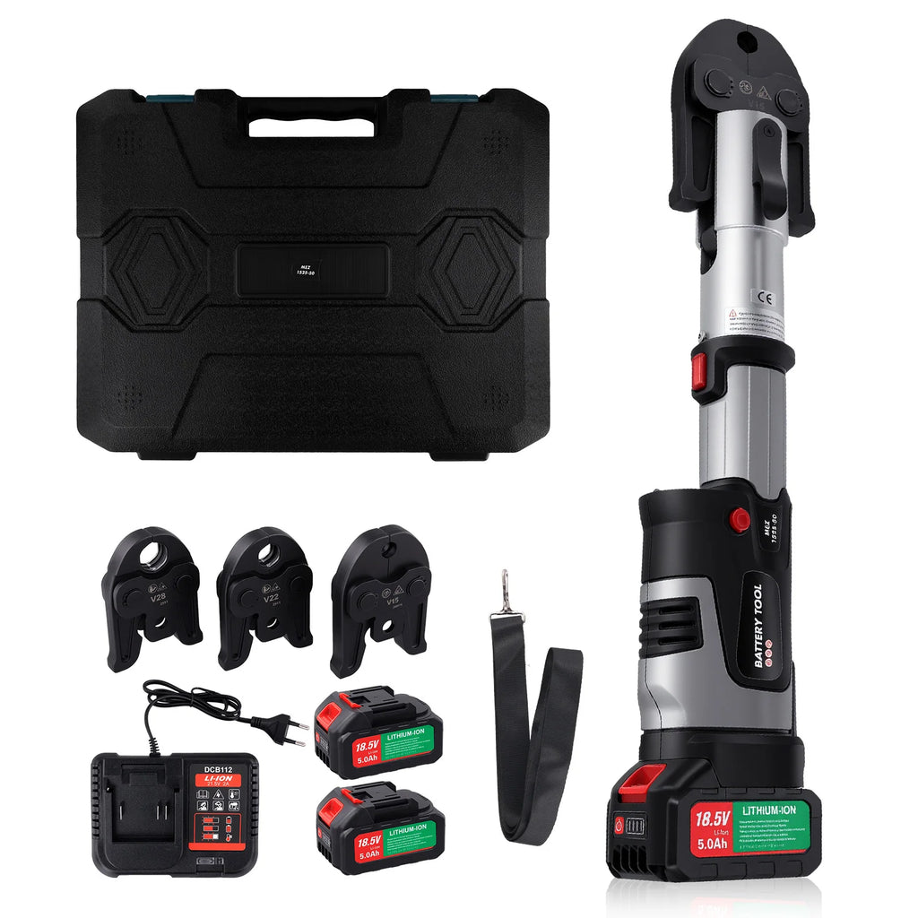 Podofo Electric Pipe Crimping Tool for TH16/20/25/26/32mm+V12/15/18/22/28mm+U16/20/25/32mm Battery Compression Tool with Jaws