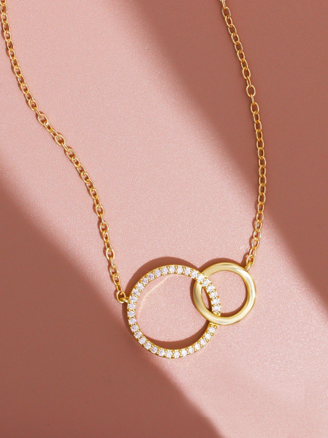 Stainless Steel Necklaces for Women Fashion Thin Chain Minimalist Dainty Double Circle Pendant Necklace on The Neck Jewelry