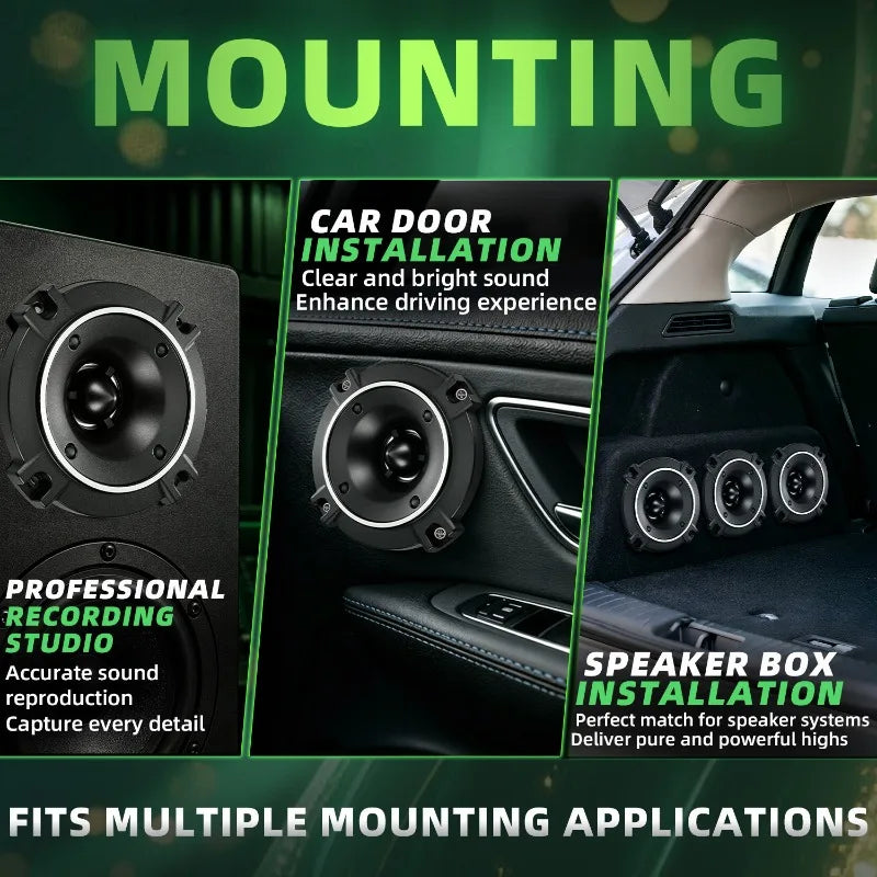 2pcs 3.7 Inch Tweeter Car Speakers 4 Ohm 600W Bullet Aluminum Horn High Sensitivity HIFI Independent Treble Unit Audio System
