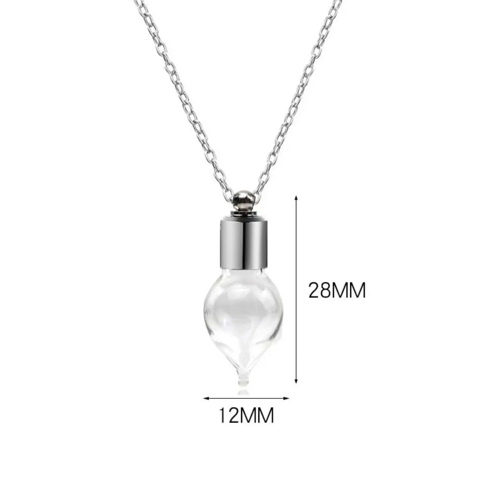 Ashes Holder Glass Bottle Necklace Transparent Glass with Chain Perfume Vial Pendant Fillable Keepsake Memorial Necklace
