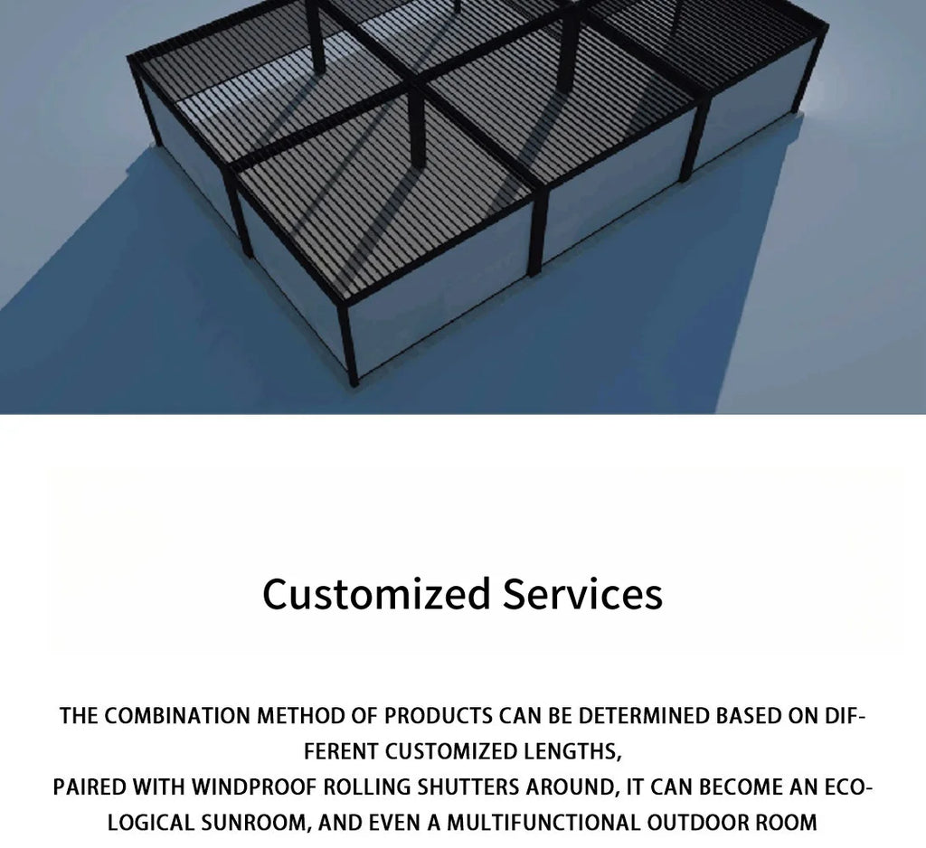 Modern Outdoor Waterproof Aluminum Louvered Sunroof Pergola Sun Shade Frame Electric Pergola Louvered Roof Aluminium Canopy