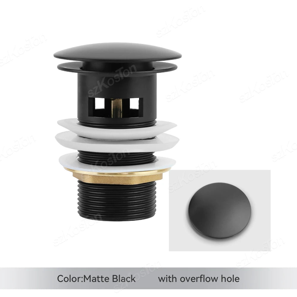 Bathroom Basin Sink Brass Pop Up Drain Waste Stoppers With or Without Overflow Hole Washbasin Bathroom Faucet Accessories