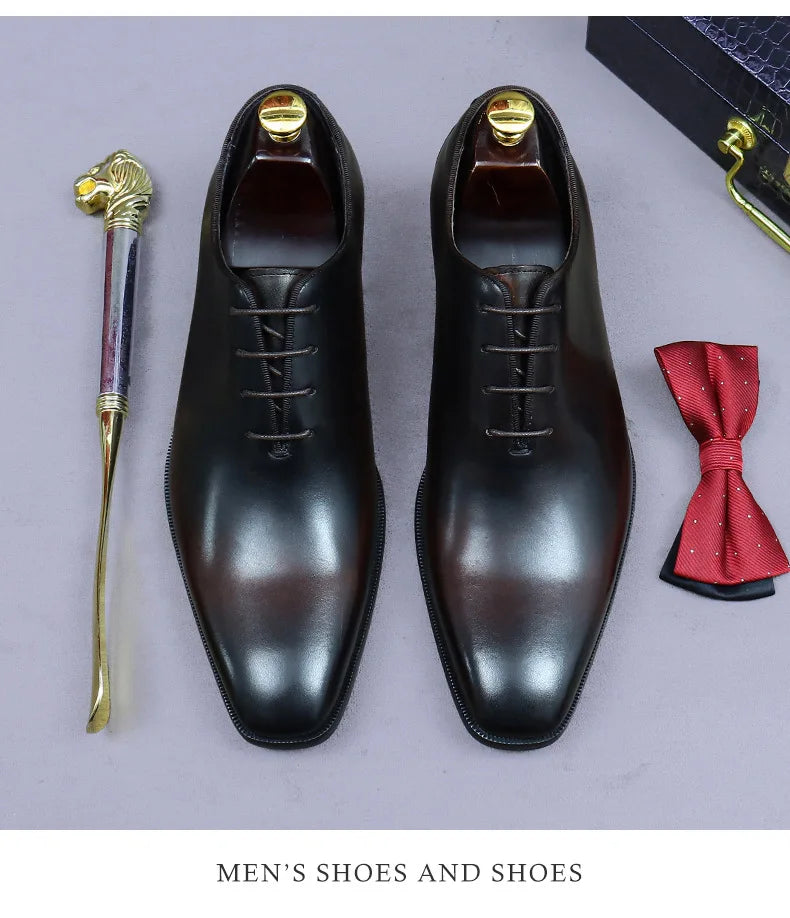 Whole Cut Men's Oxford Shoes Genuine Leather Handmade Quality Comfortable Elegant Black Wedding Social Formal Shoes Man