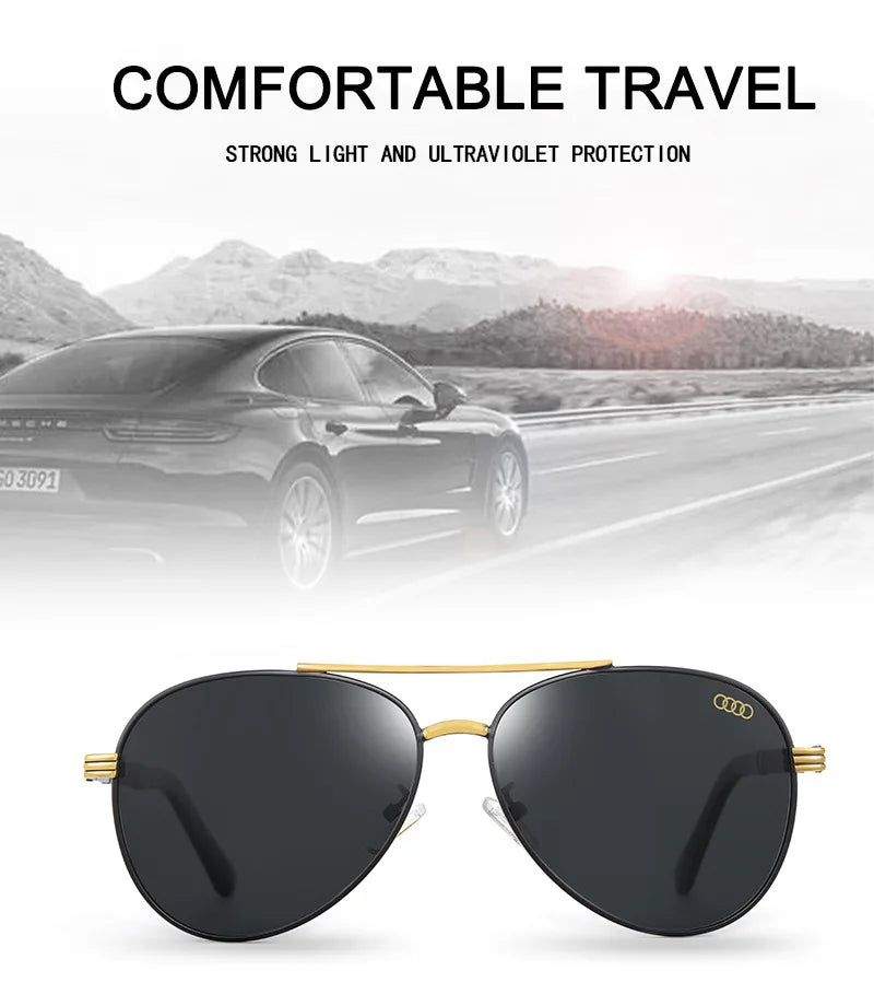 For audi High end luxury men driving polarized sunglasses, brand luxury design anti glare, men women Driver goggles gentlemanly