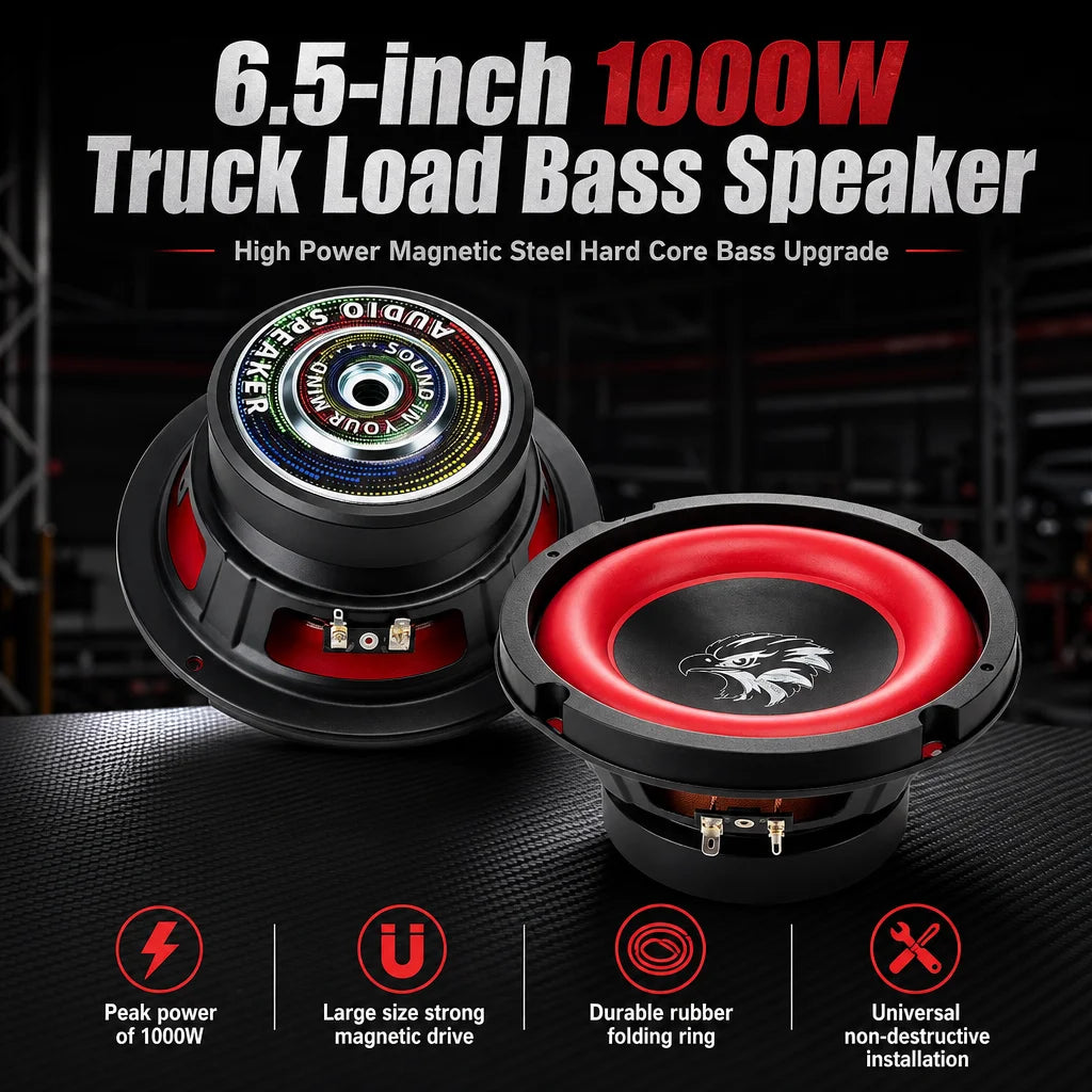 1pcs 6.5 Inch Car Speakers HiFi Subwoofer High Power 1000W High Sensitivity Stereo Mid Bass Music Multimedia Motorhome Car Audio