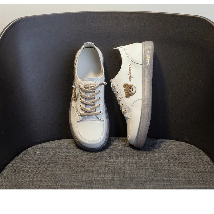 GKTINOO Women Sneakers Big Size 2026 Spring New Genuine Leather Loafers Women Casual Lace-up Women's Nurse Shoes