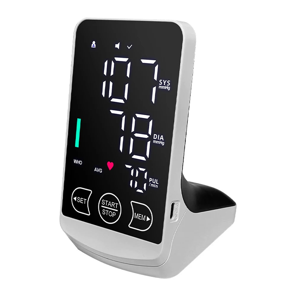 JUSTLANG Rechargeable Arm Blood Pressure Monitor Digital Tensiometer Voice Large Display Automatic Tonometer Health dropshipping