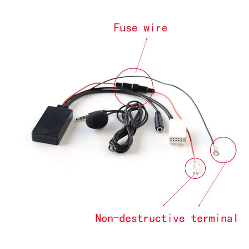 Module Bluetooth de voiture d'entrée audio sans fil 12 broches Adaptateur de câble Aux pour Audi A3 TT A4 S4 A6 A8 A8L 2007-2014 CD six disques