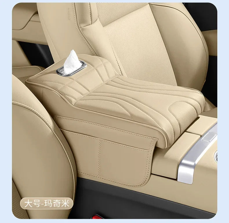 For jaecoo j7 JETOUR T2 Haval H9 2rd 2024 2025 Car Armrest Box Height Increase Pad with Storage Bag Car Leather Protective Cover