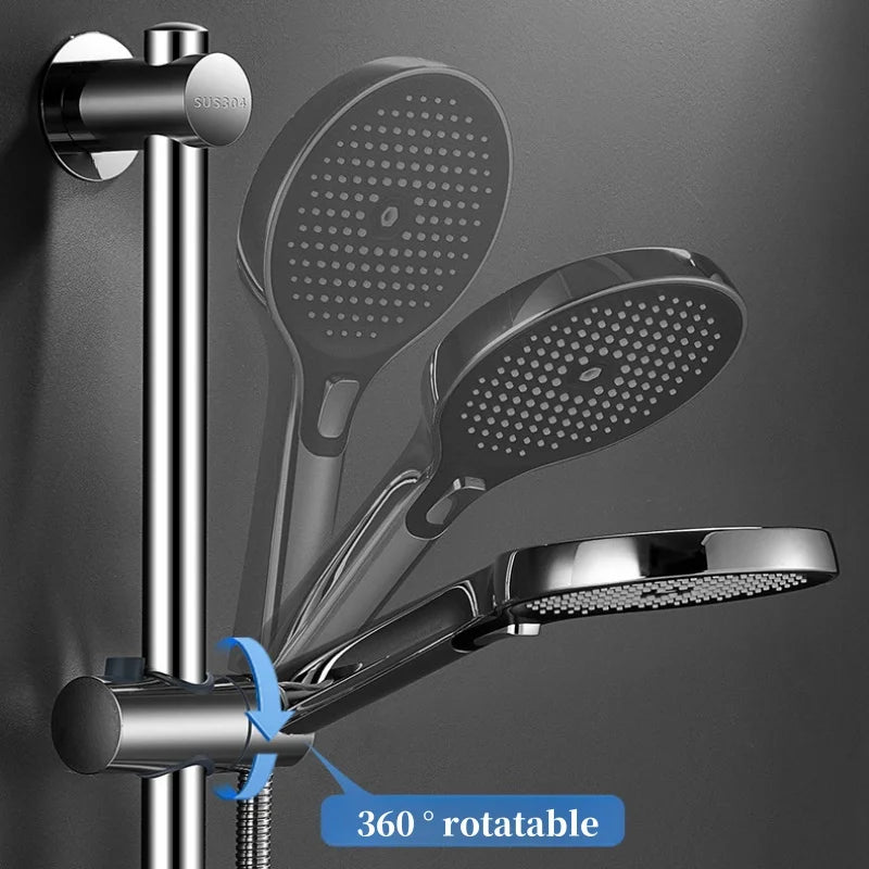Barre de douche coulissante murale en acier inoxydable noir avec rail réglable pour pommeau de douche à main Accessoires de salle de bain