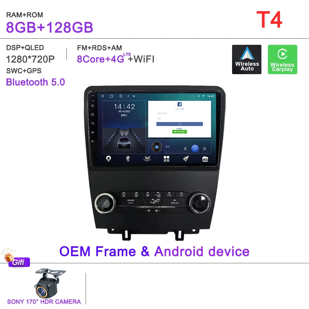 Android 16 Car For Ford Mustang 2010-2014 Multimedia Player Stereo Car Radio Autoradio GPS WIFI Carplay Touch Screen Head Unit