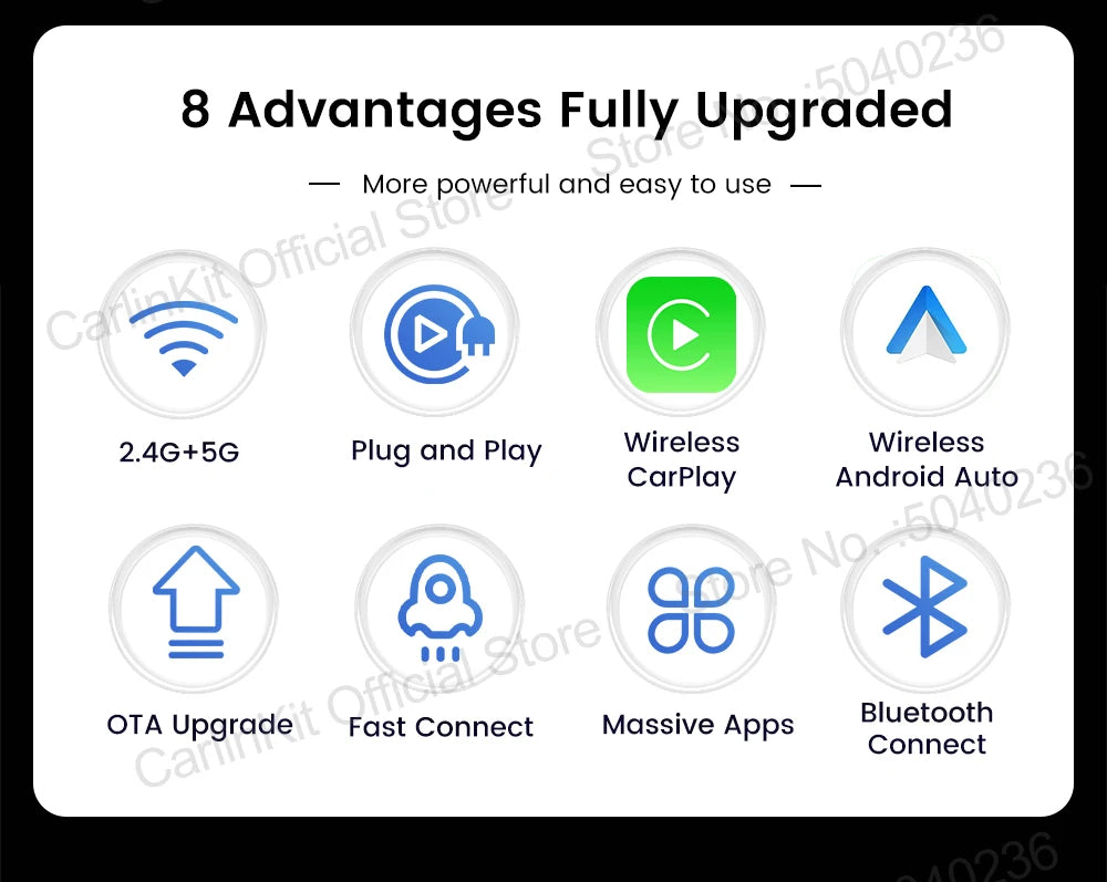 Mini Ultra 3 CarlinKit Wireless Android Auto & CarPlay Adapter 2.4Ghz&5Ghz WiFi BLE Auto Connect OTA Upgrade Mini Smart Car Box
