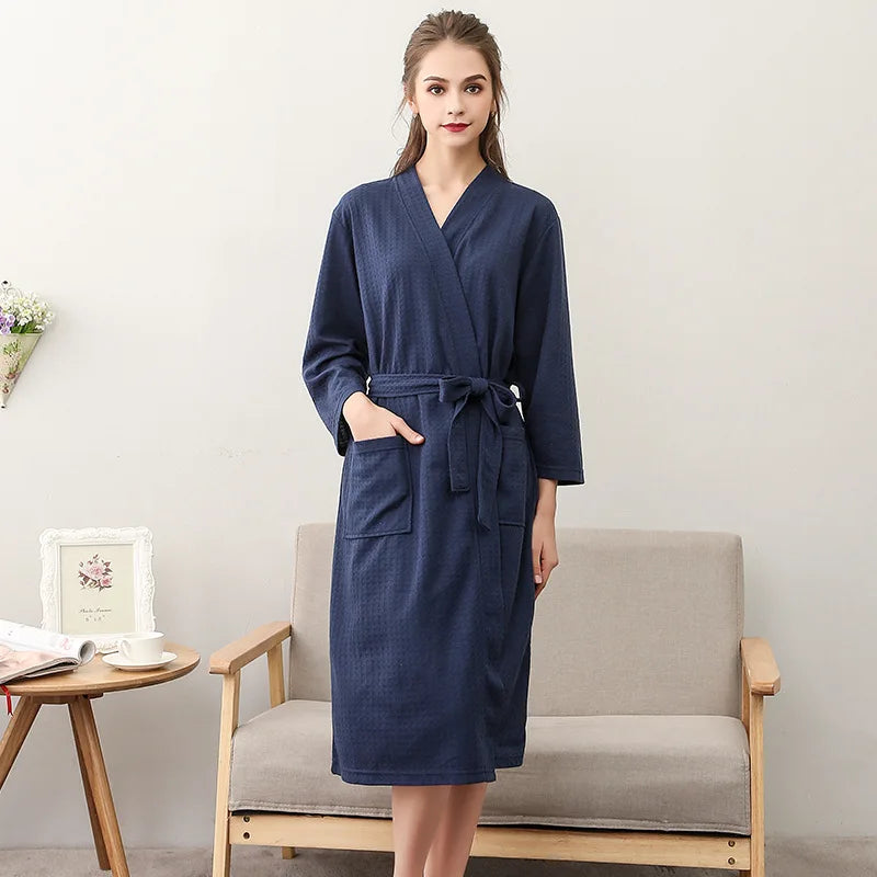 Custom Couple Bathrobe Embroidered with Names Logo Home Clothes Waffle Knit Bathrobe for Couples Hotel Spa Robe for Men Women