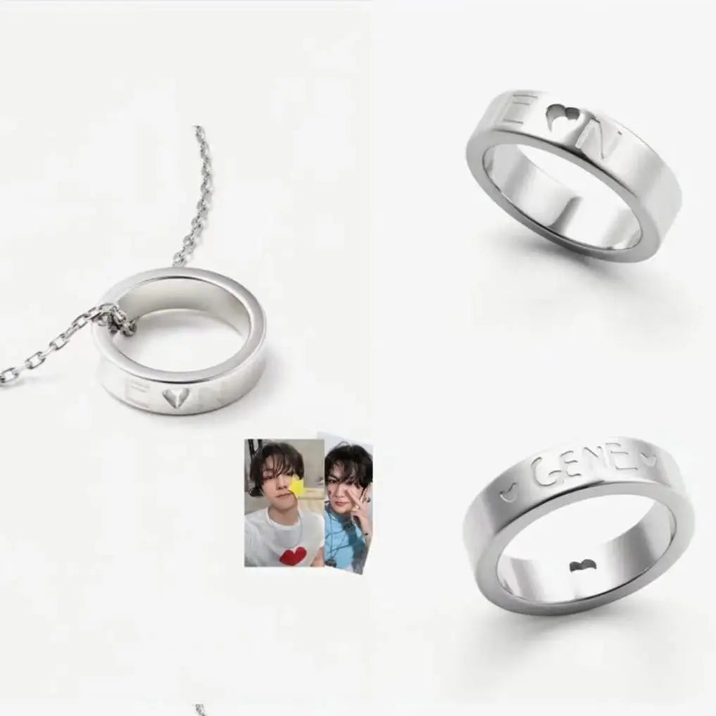 Jungwon Heeseung Jay Jake Niki Sunoo Sunghoon Cool Fan Support Rings and Necklaces Surrounding Popular Korean Idol Boy Groups