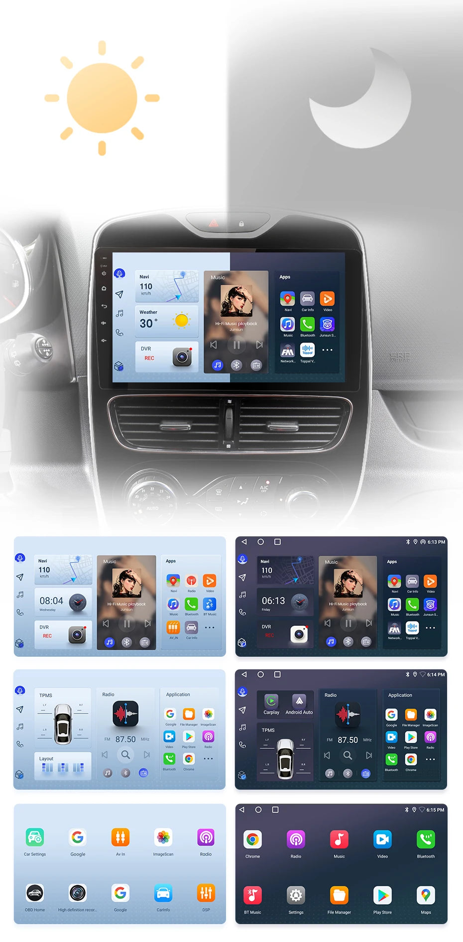Junsun Wireless CarPlay Android Auto Car Radio for Renault Clio 4 2012- 2017 2 DIN Multimedia Stereo with Built-in Cooling Fan GPS Navigation SWC Bluetooth FM RDS DSP IPS Screen Car Intelligent Systems 4G WiFi 8 Core