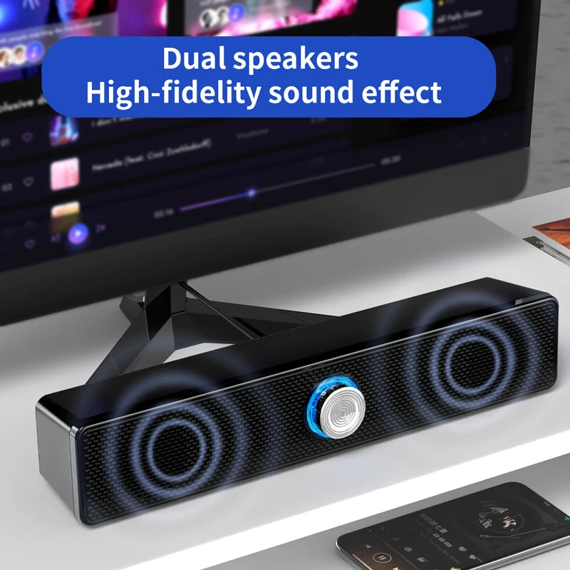 Enceinte Surround Système Home Cinéma Barre de Son PC Pour TV Caisson de Basses Filaire Stéréo Basses Puissantes