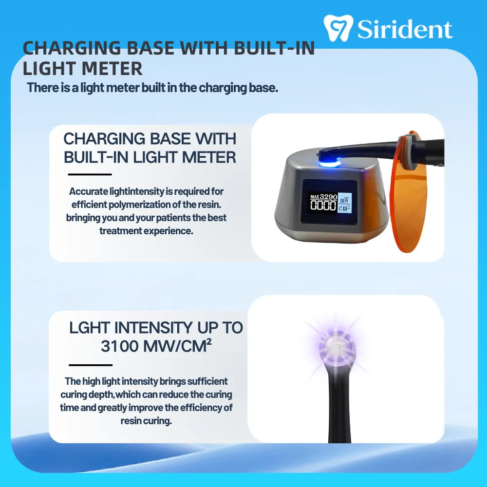 Dental 1 Second Curing Light 7 Differernt Mode With Caries Detection 3100mW/cm² 360 Degree Head Dental Equipment Lamp