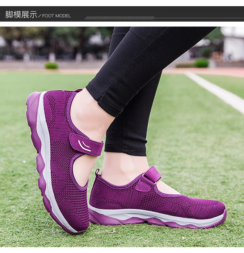 Women's Breathable Walking Shoes Ladies Fashion Mary Jane Sneakers Adjustable Working Nurse Shoes Lightweight Flats Roll
