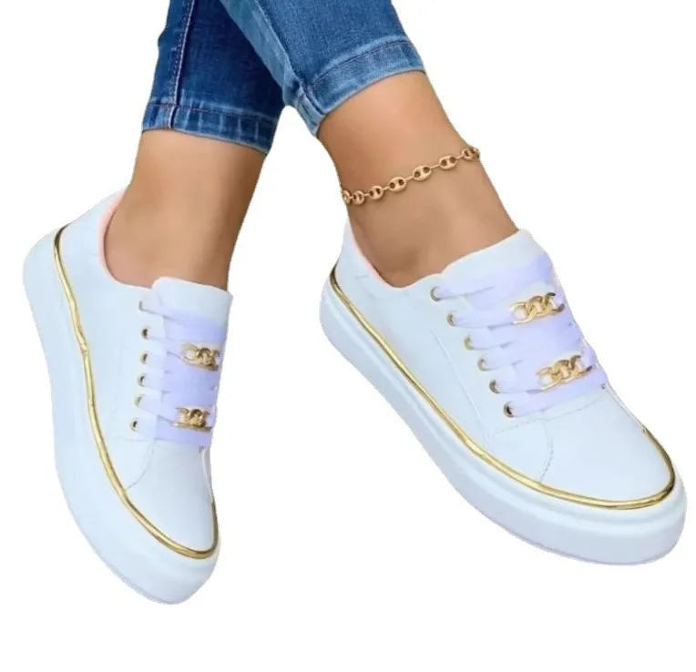 Board shoes women's large women's low-heeled lace-up small white shoes women's casual single shoes tide
