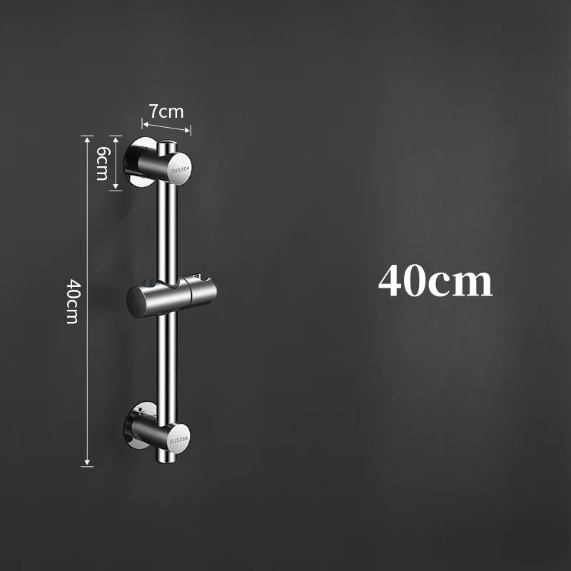 Barre de douche coulissante murale en acier inoxydable noir avec rail réglable pour pommeau de douche à main Accessoires de salle de bain