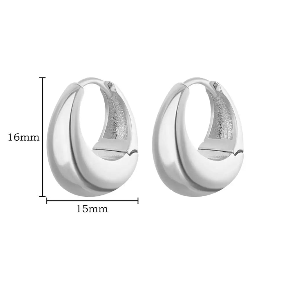 Vintage Chunky Round Earrings For Women Gold Color Stainless Steel Twisted Hoop Earring Statement Wedding Christmas Jewelry Gift