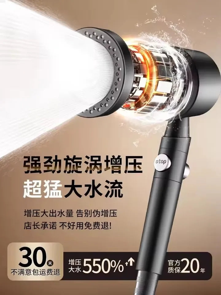 Nouvelle pomme de douche pressurisée 5 modes avec filtre, bouton d'arrêt, buses de pulvérisation économes en eau, grande pression, accessoires de salle de bain