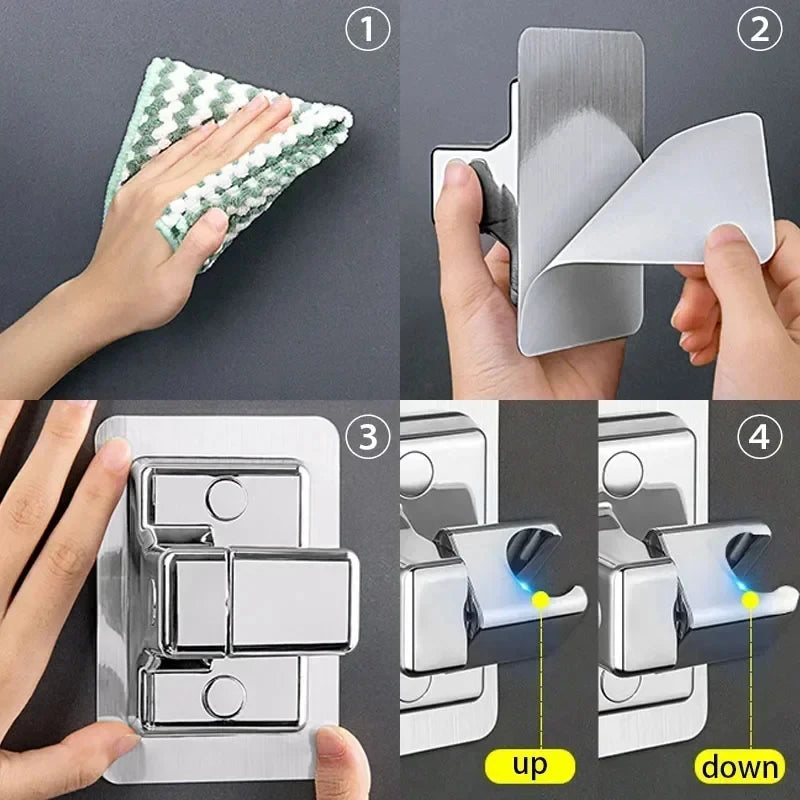 Support de pomme de douche Support de douche mural réglable Support de pomme de douche auto-adhésif Support portable Accessoires