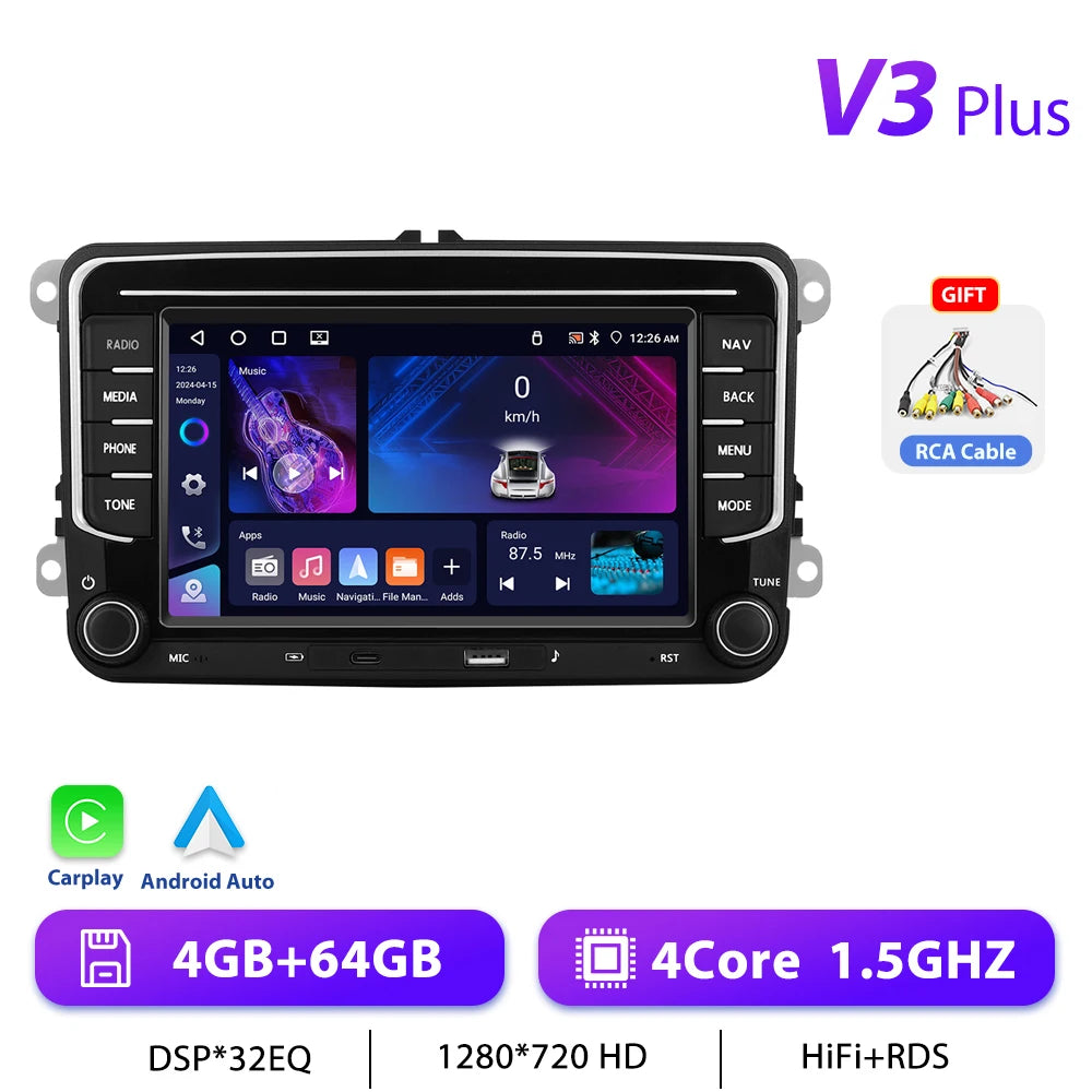 Podofo 7 "9" CarPlay Android Car Radio For Volkswagen VW Golf Passat JETTA Skoda SEAT Car Intelligent System 2din GPS Car Radio