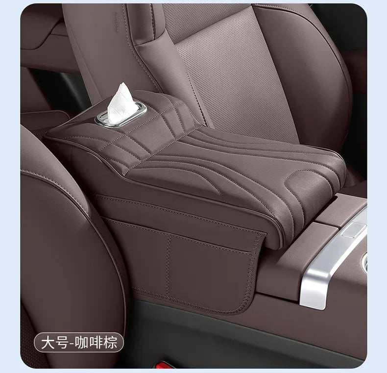 For jaecoo j7 JETOUR T2 Haval H9 2rd 2024 2025 Car Armrest Box Height Increase Pad with Storage Bag Car Leather Protective Cover