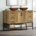For 48" Double Bathroom Vanity, with Double Sink and Drawers Side Cabinet Combo Set & Shelf,Boat Tempered Glass Vessel Sink