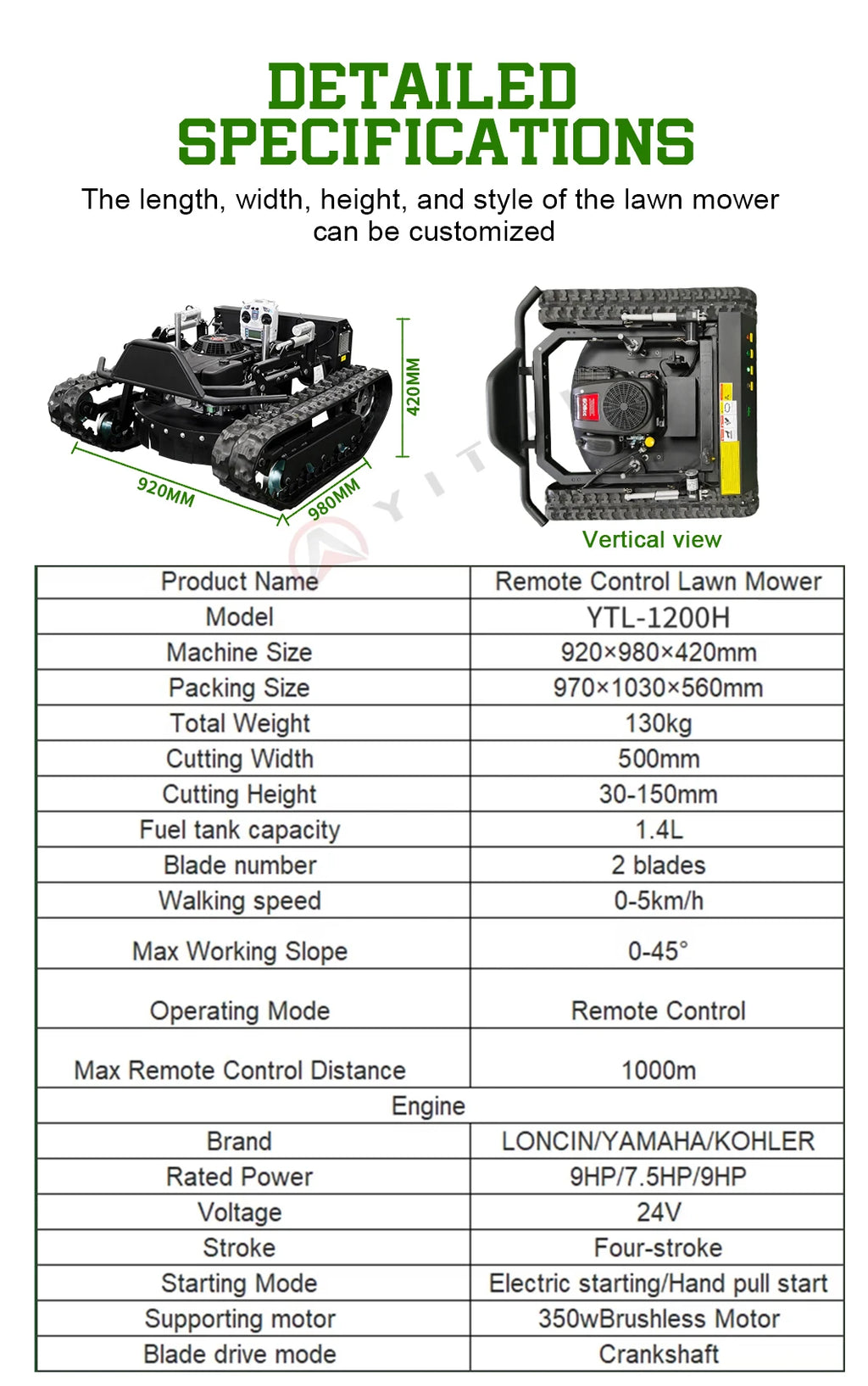 Customized Long-battery-life Remote Control Lawn Mower Removal Large Remote-Controlled Lawn Mower Climbing-capable Lawn Mower