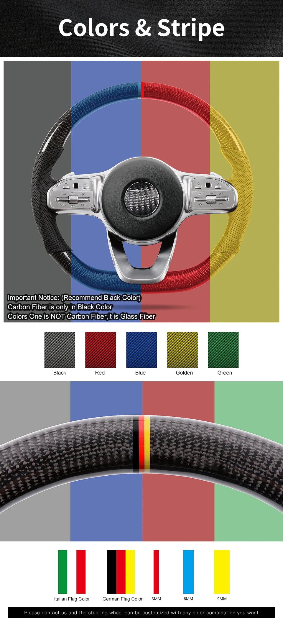 ICF Carbon Fiber Steering Wheel For Audi A3 A4 B9 RS3 S3 RS4 S4 A5 S5 Customized Suede Leather