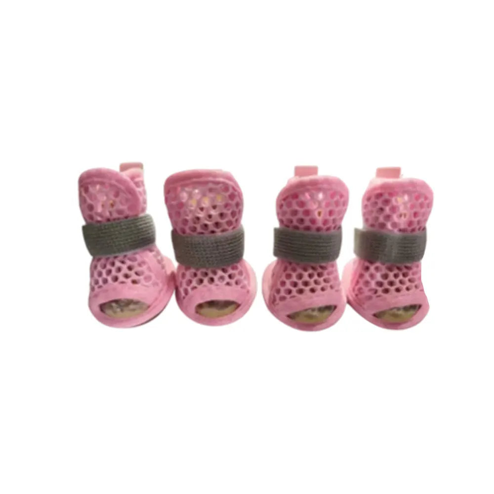 Summer Cooling Mesh Dog Shoes Lightweight Breathable Mesh Dog Boots With Reflective Straps Soft Sole For Paw Protection Footwear