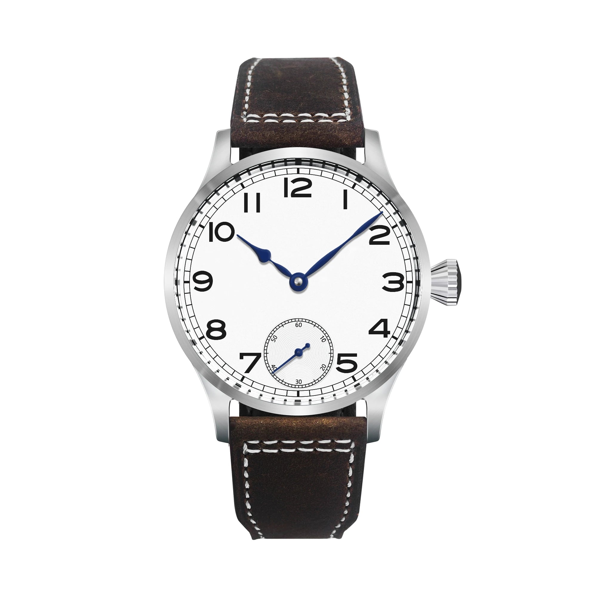 Custom CORGEUT ST3621 Mechanical Hand Wind Watch Men 42mm Personalized Name Dial Sapphire Crystal Vintage Pilot Leather Strap