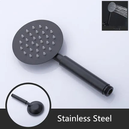 Hand-held Shower Head Water Saving Black Bathroom Rainfall Shower Nozzle Aerator High Pressure handheld Shower Head