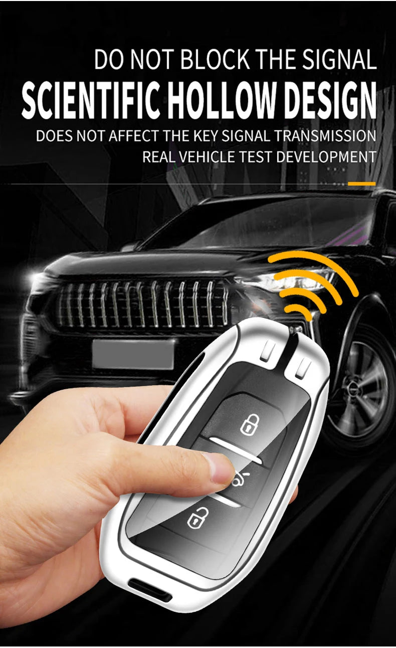 Leather Zine Alloy Car Smart Key Case Shell Cover Protector Fob For Peugeot 308 408 508 2008 3008 4008 5008 Keychain Accessories