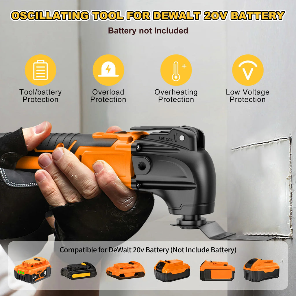 Nananuu Oscillating Multi Tool For Dewalt 20V Battery Electric Saw Trimmer Oscillating For Cutting Scraping Sanding Power Tool