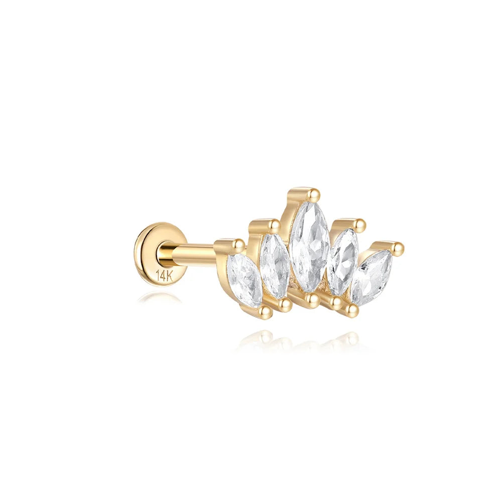 AIDE Single 1piece 14K Solid Gold Jewelry Stud Earring For Women Simple Mini Puncture Earrings Yellow Gold Jewelry Birthday Gift