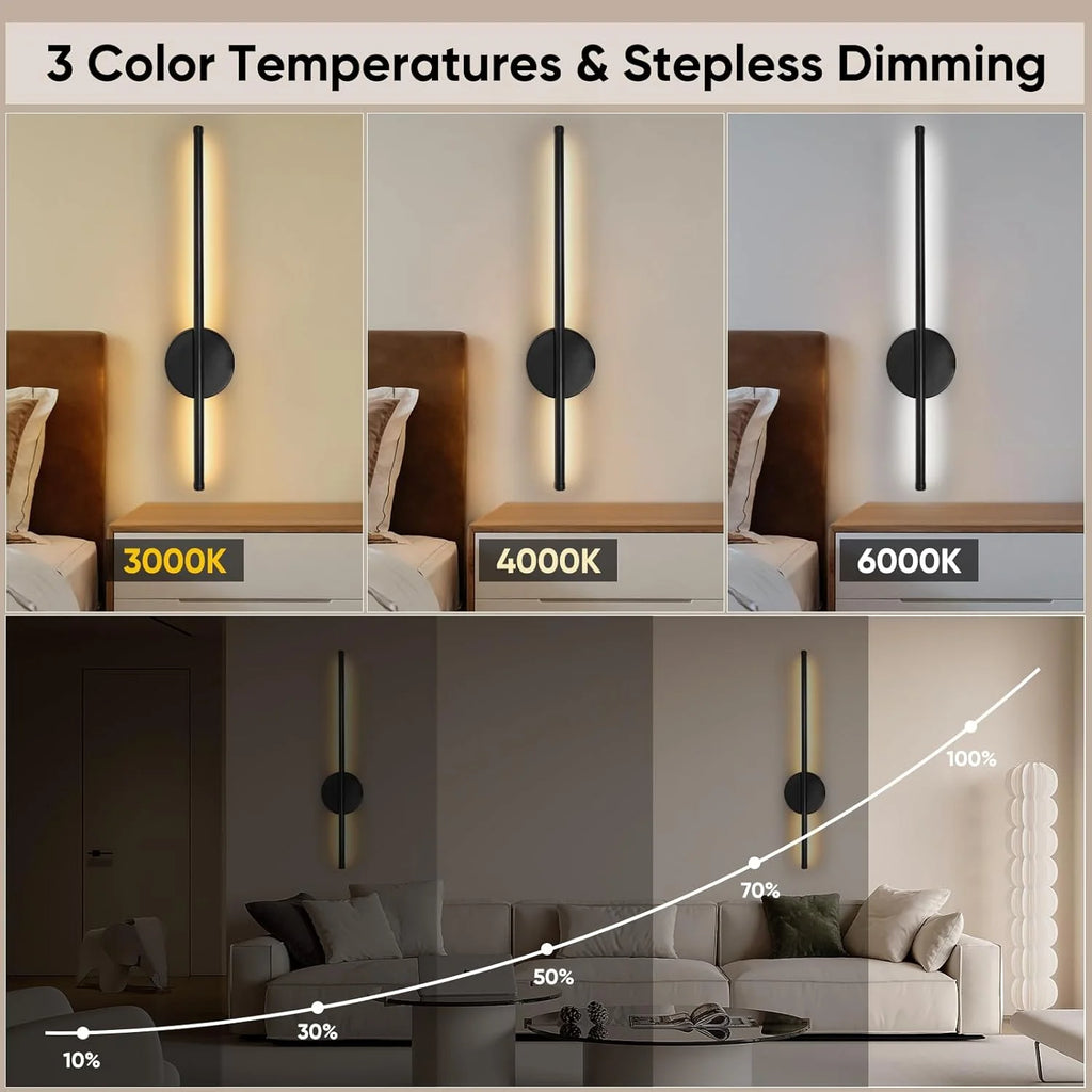 2PCS Battery Operated Wall Sconces Wireless Rechargeable Lamp Black with Remote Control Dimmable Cordless Wall Light Decor Room