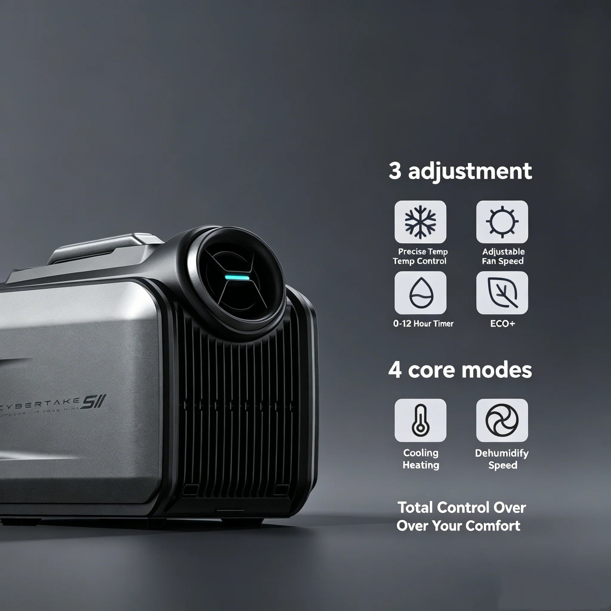 Cybertake S2 Pro Portable Air Conditioner Indoor Outdoor Universal Comfort Device Fashion Appearance Durable Overall Design Brings Cozy Using Experience Suitable For Vacation Outings Family Leisure And Long Term Outdoor Activ