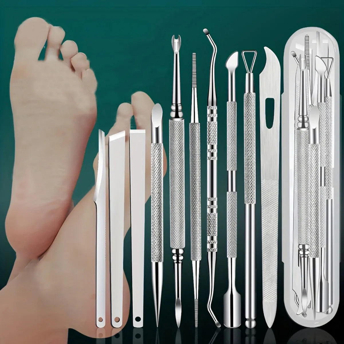 6/10/12/17pcs Stainless Steel Pedicure Tool  Professional Manicure Knife for Dead Skin Callus Removal Foot Care Kit Home Travel