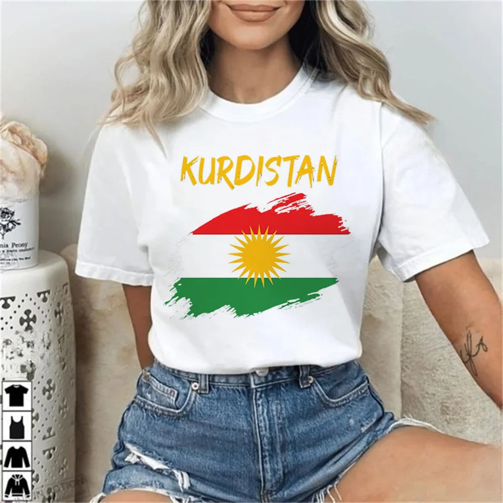 Kurdistan shirt teen Pastel Comfortable streetwear University t shirt 80s korean clothes Grunge Punk Pop Culture aesthetic