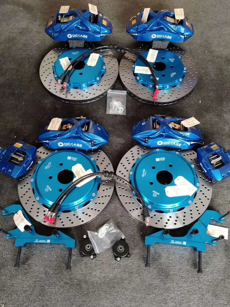 Dicase Brake Aftermarket Part Front and Rear With Electronic Parking Caliper Oxidized Blue drilled disc for Toyota ALPHARD/Camry