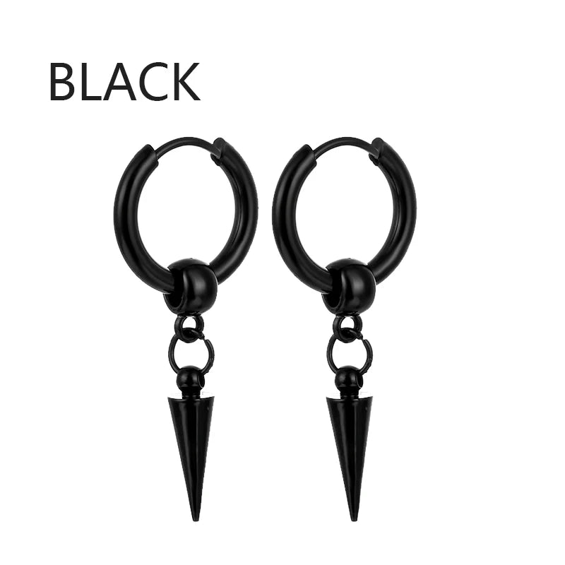11 Pairs Punk Stainless Steel Stud Earrings Black Earrings Set For Men Women Vintage Hip Hop Piercing Ear Jewelry Accessories